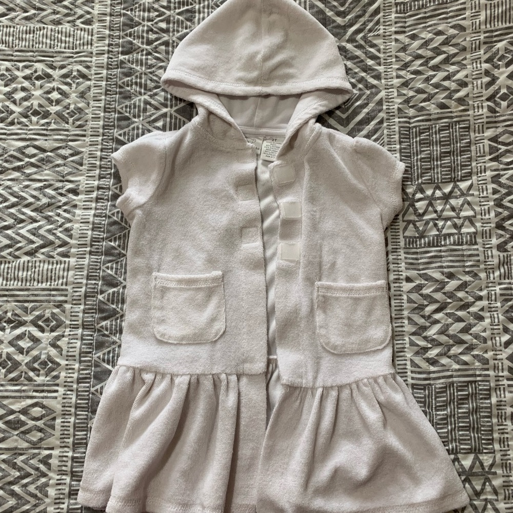 Toddler girl white bathing suit cover up